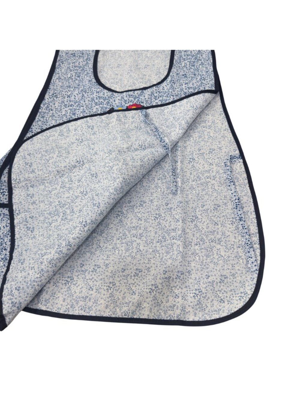 Apron Women One Size Blue Floral Frida-Inspired Embroidered Pockets Tie Closure - Picture 6 of 8